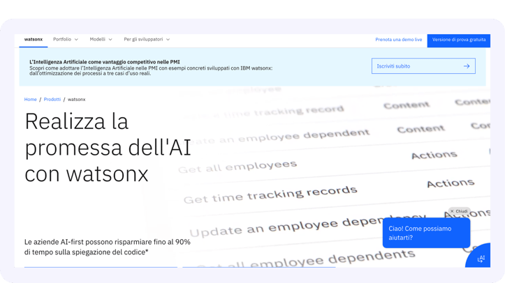 Screenshot 2 del sito web IBM