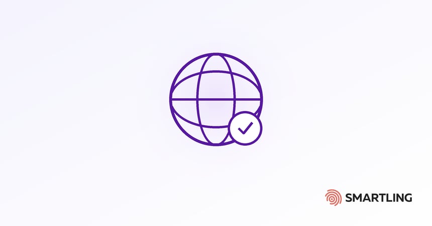 Globe met een geverifieerd vinkje dat een gescreende onderneming LSP vertegenwoordigt