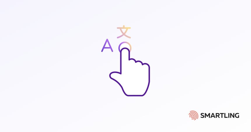 Met de hand een vertaalbel vasthouden die de omzetting van woorden tussen schriftsystemen in transliteratie voorstelt.