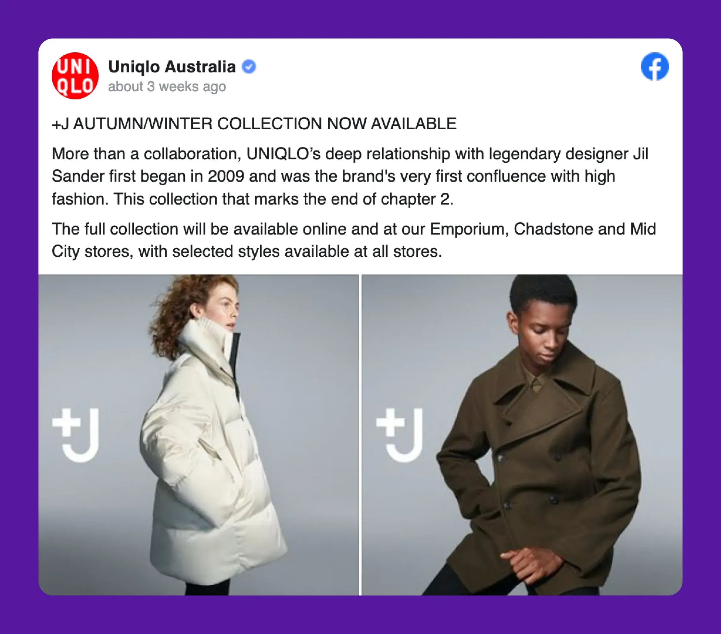 Lokalisering av sociala medier - Uniqlo Australien