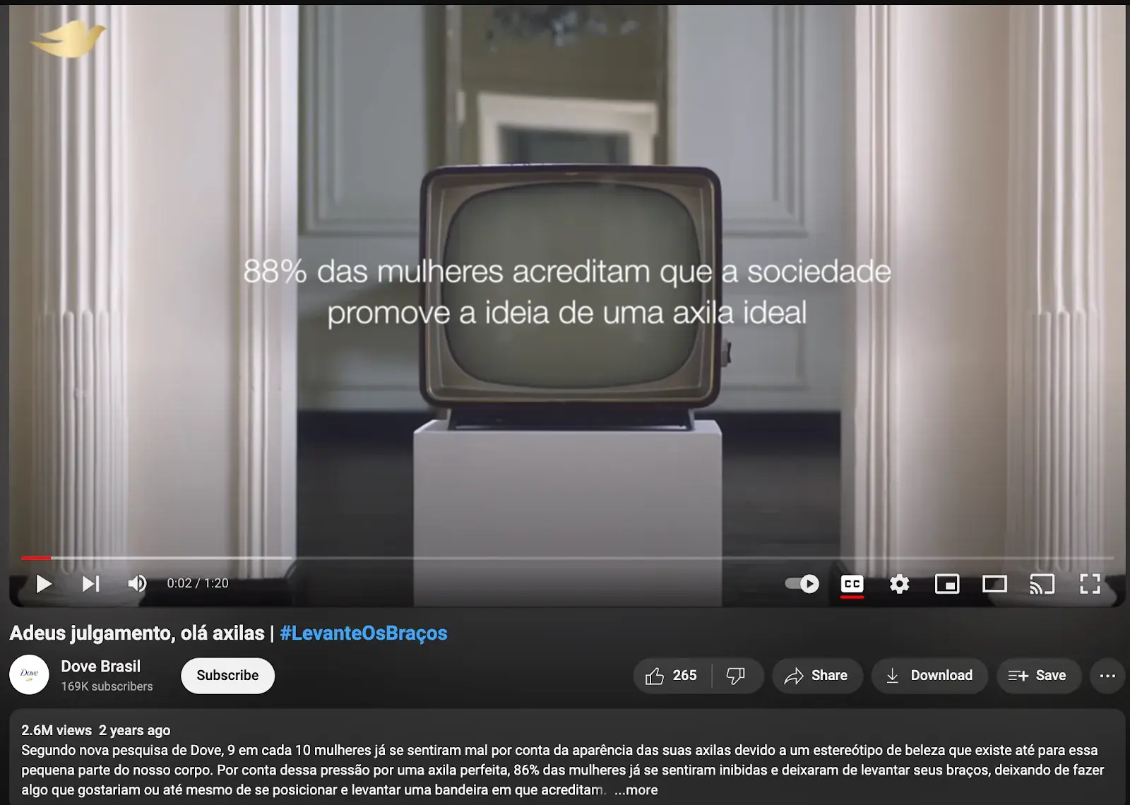Exemple de localisation des médias de Dove Brazil