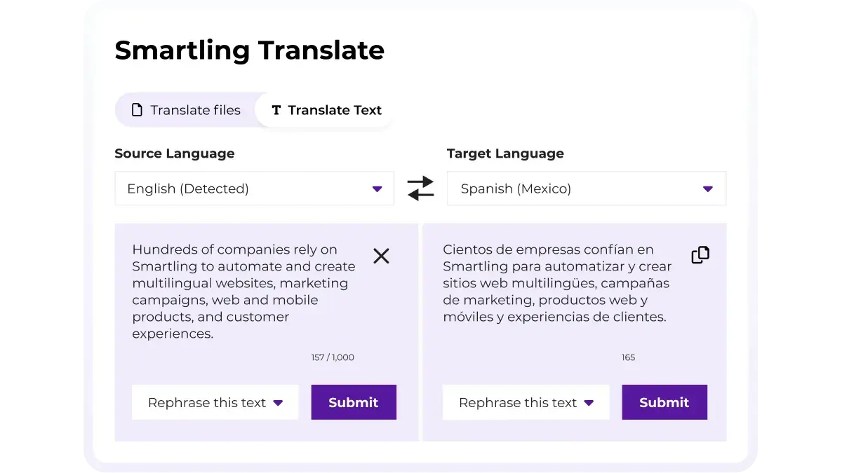 Smartling translate dashboard