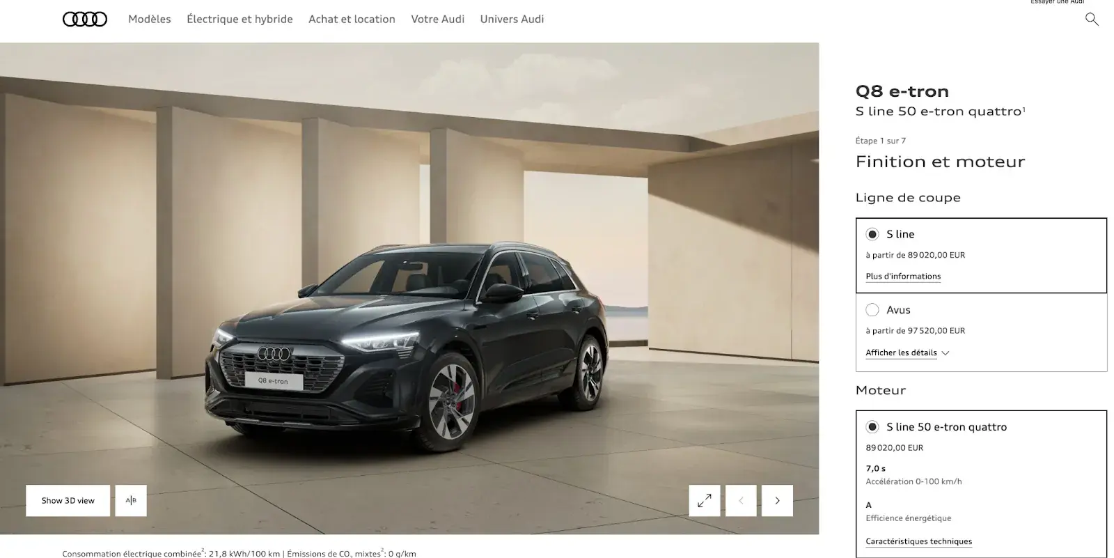 Traduction de la voiture électrique e-tron d'Audi