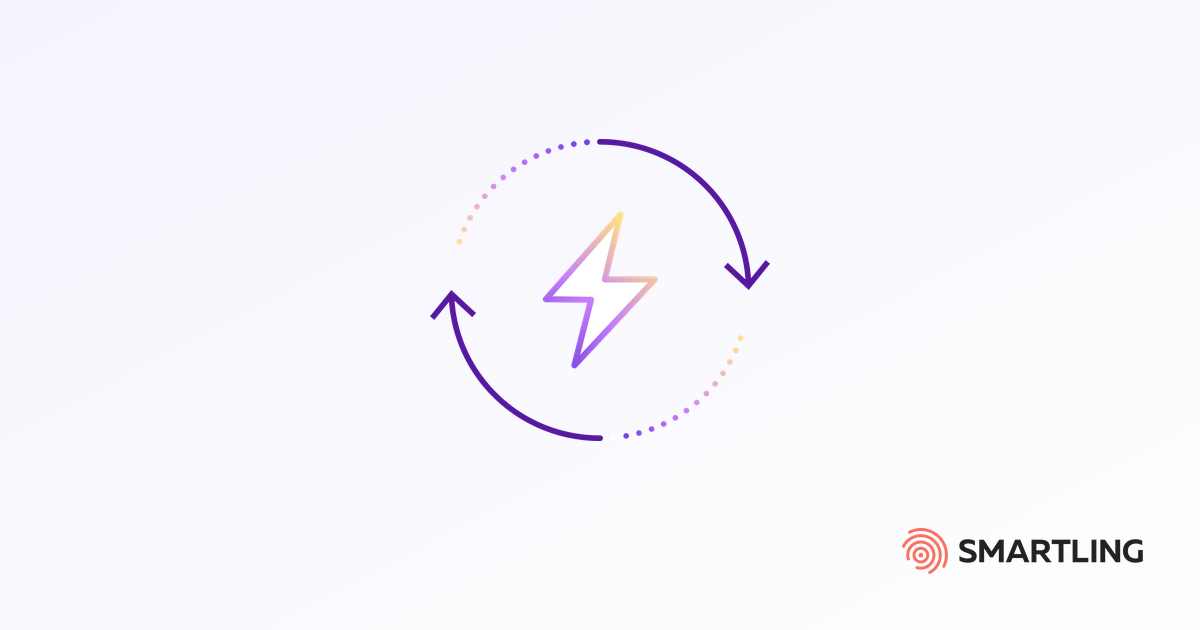 Lightning bolt with refresh arrows representing automated workflows that streamline the translation and content delivery process